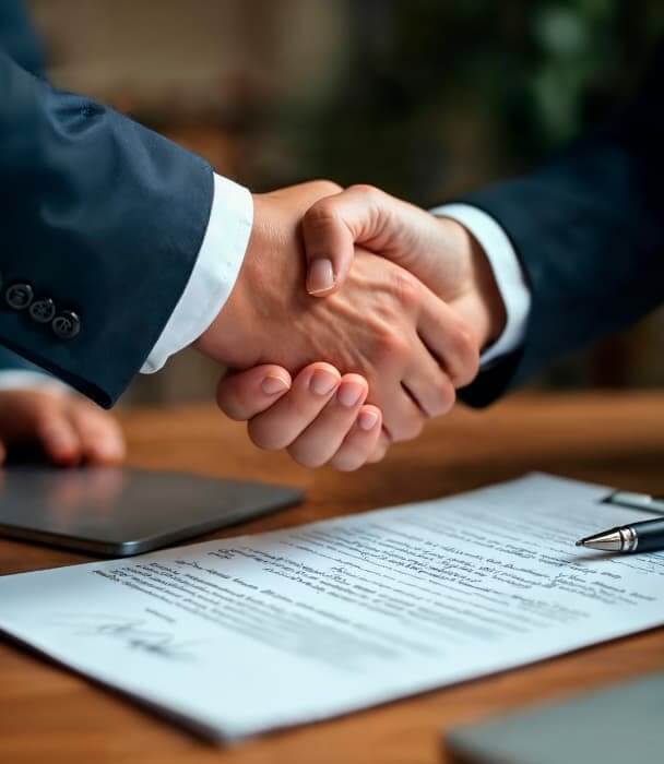 Two business men shaking hands